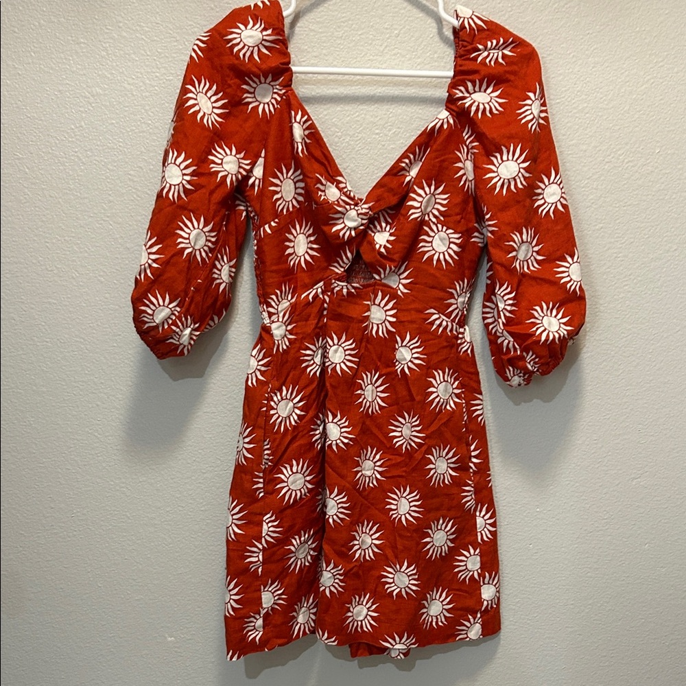 LOFT Orange  and white  Floral Mini Dress